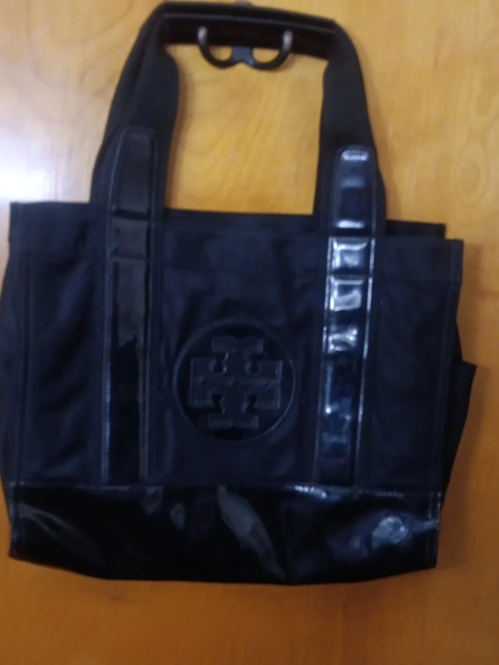 Tory Burch Black Messenger Tote with Logo Detail